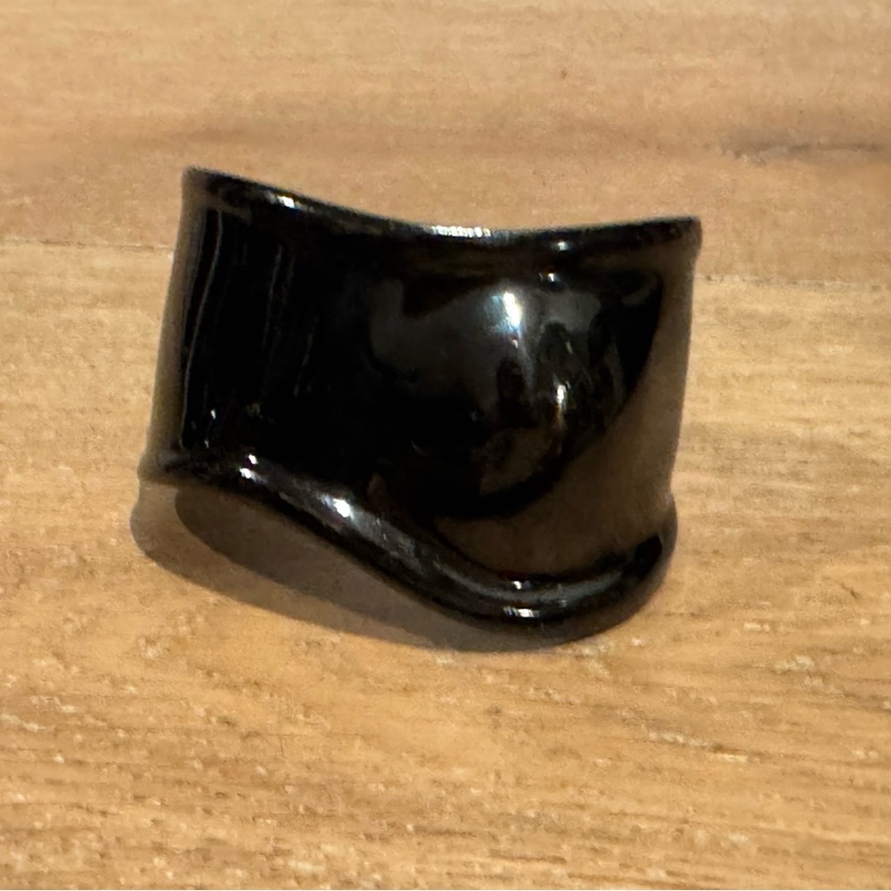 Tiffany Elsa Peretti left small bone cuff black ruthenium molten metal
